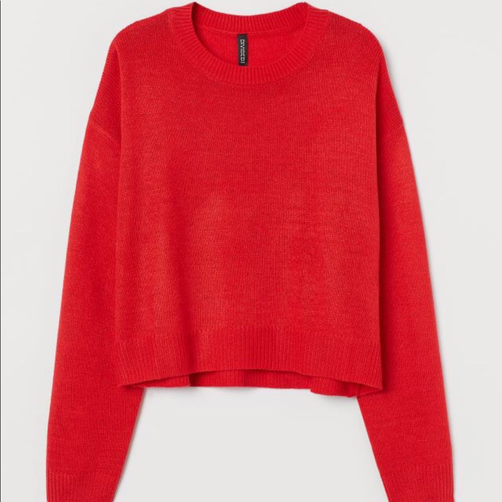 H&M Red Knit Cropped Sweater